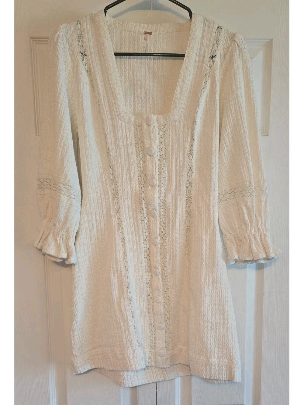 Free People Lace Crochet Ivory jules Mini Dress Boho Cottage Core Sz Xs prairie